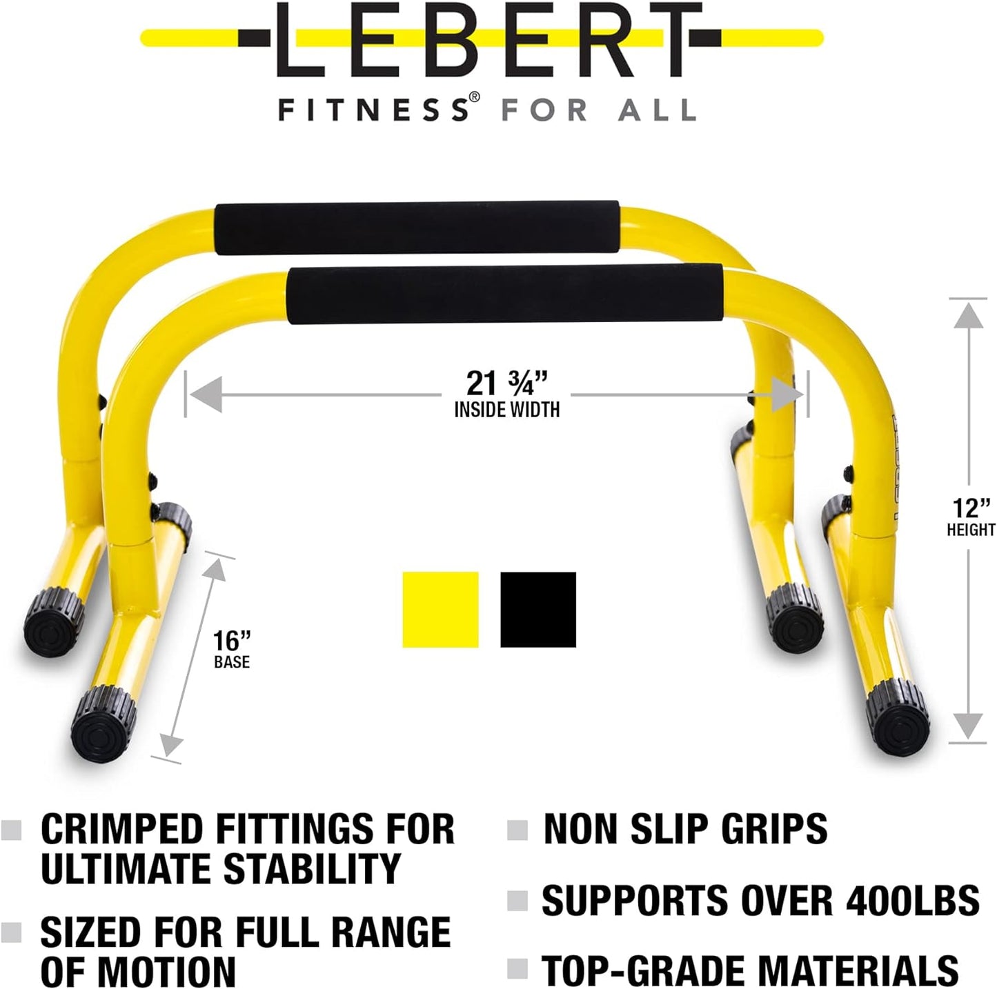 Parallette Bars – Heavy-Duty Bodyweight Training Equipment for Dips, Pushups, L-Sits & Core Workouts – Non-Slip Grips, 400 Lb Capacity – Includes 2 Bars + 2 Workout Guides