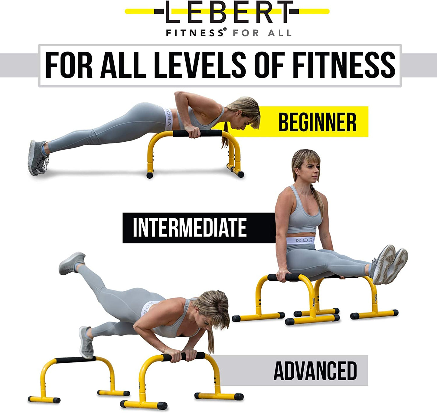 Parallette Bars – Heavy-Duty Bodyweight Training Equipment for Dips, Pushups, L-Sits & Core Workouts – Non-Slip Grips, 400 Lb Capacity – Includes 2 Bars + 2 Workout Guides